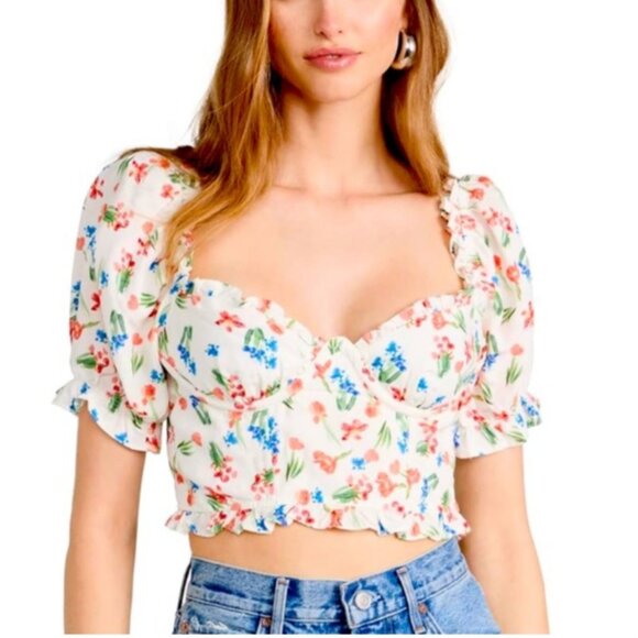 ASTR the Label Feronia Crop Top Red Multi Floral MEDIUM - Picture 1 of 7